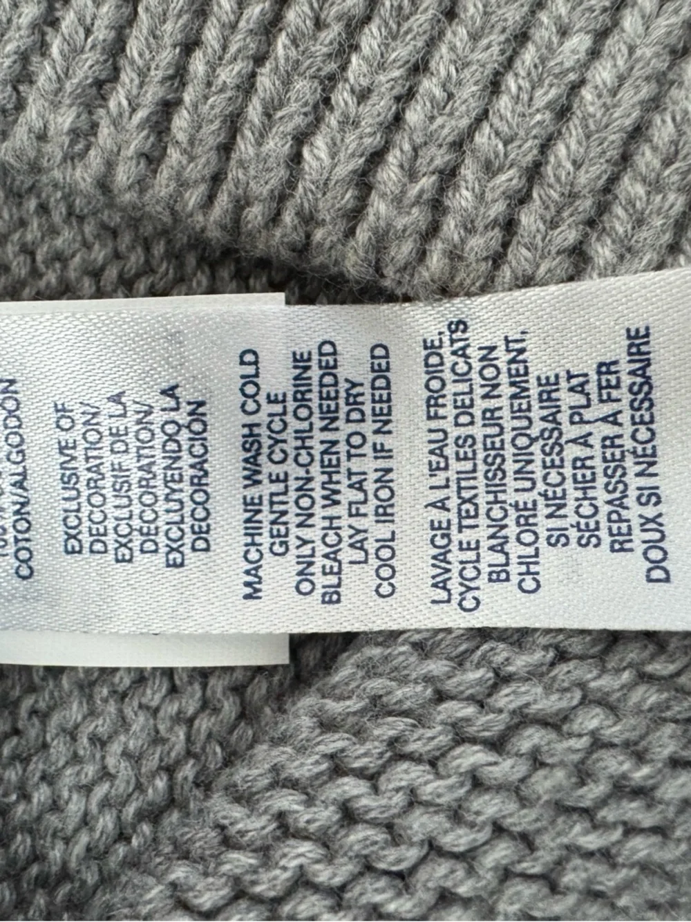 Chaps Men's Gray & Navy Striped Crewneck Sweater 100% Cotton